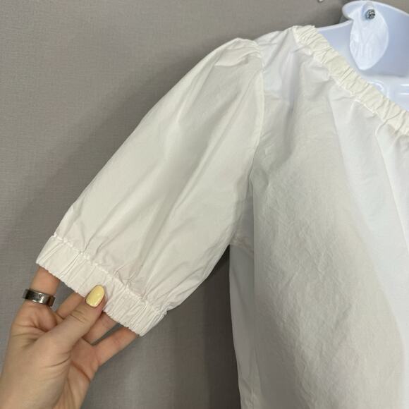 Rails Womens Jayla Top Medium White Organic Cotton One Shoulder Blouse Old Money - Picture 6 of 10